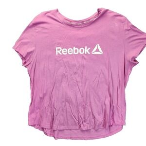 Reebok Womens XXL Pink Short Sleeve Graphic Logo T-Shirt Relaxed Fit Activewear